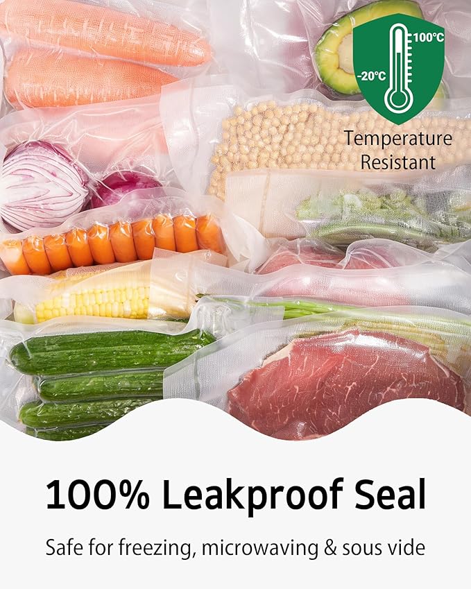 Syntus 150 Pcs Vacuum Sealer Bags for Food, 8x12+11x16+6x10, BPA Free | Precut Bags, 80 Quart + 20 Gallon + 50 Pint, Sous Vide Microwave Freezer Safe, Food Vacuum Storage, For All Vacuum Sealers
