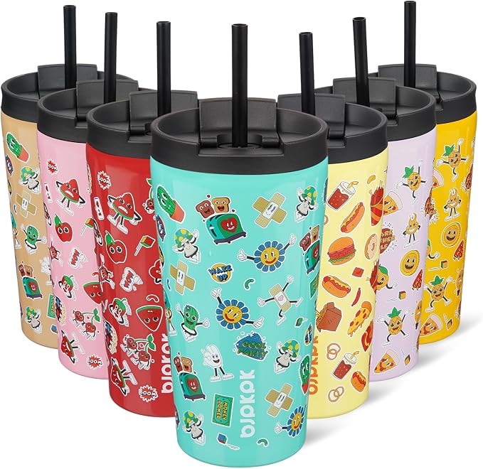 BJPKPK 18 oz Coffee Tumbler with Straw, Insulated Stainless Steel Cup | Double Wall Vacuum, Leak Proof, Keeps Hot/Cold, BPA Free, Cupholder Friendly, Travel, Spring Party-Green