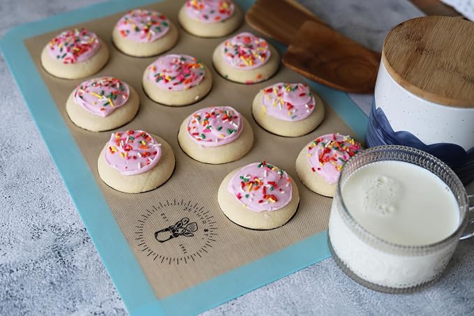 Macaron Baking Mat Silicone Non Stick, Half Sheet Reusable Pack of 4 Blue | Non-Stick Macaron Mat for Easy Baking, Heat Resistant & Dishwasher Safe, Reusable & Eco-Friendly, For Cookies & More (11x16”)