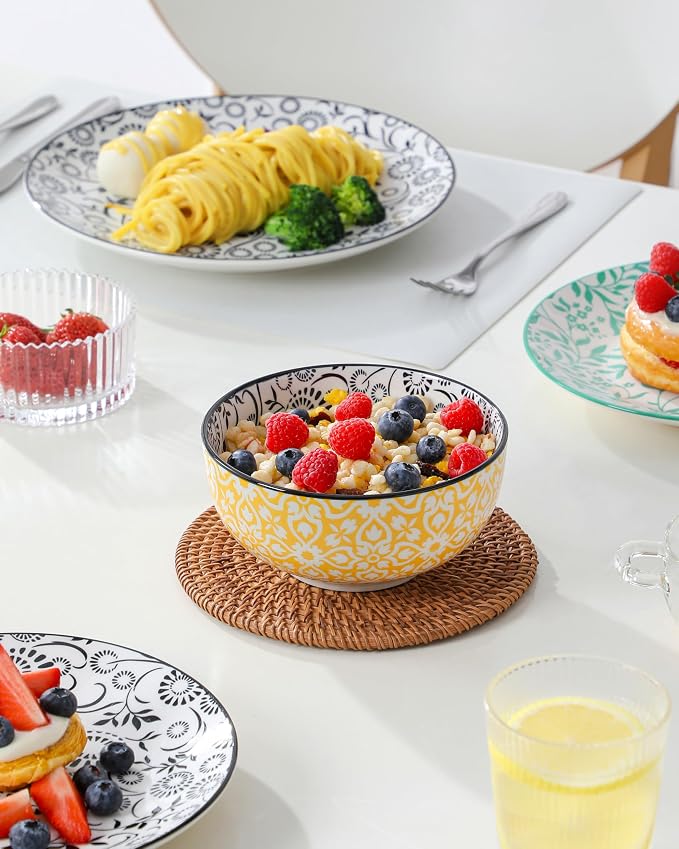 vancasso SELENE Plates and Bowls Set for 6, 18 Pieces Dinnerware Sets, Mircowave and Dishwasher Safe Dishes Set, Porcelain Muted Dinnerware
