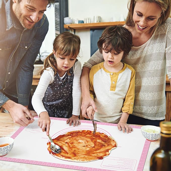 Non-stick Silicone Pastry Mat, Extra Large Baking Mat for Cookie Bread Pizza Pie Crust, Silicone Dough Mat for Rolling, Non-slip& Heat Resistant