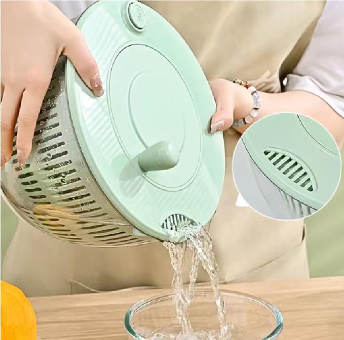 Salad Spinner for Washing & Drying Vegetables and Fruits, Lettuce Spinner with Clear Bowl & Inner Basket, Vegetable and Fruit Washing Dryer for Kitchen