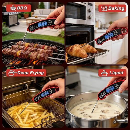 Meat Thermometer Digital, High Accuracy Waterproof Instant Read Food Thermometer for Cooking, Grilling, Baking Bread, Candy Making