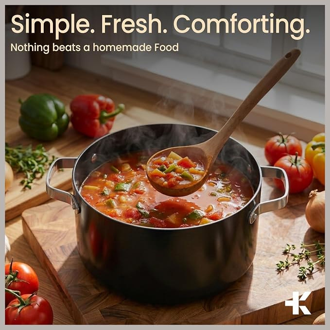 Bakken 16 Quart Ceramic Coated Stock Pot with Lid, Easy Clean Nonstick Pot, Tempered Glass Lid, Riveted Stainless Steel Handles, Oven Safe Up To 500°F, PTFE & PFAS Free, All Stove Compatible, Black