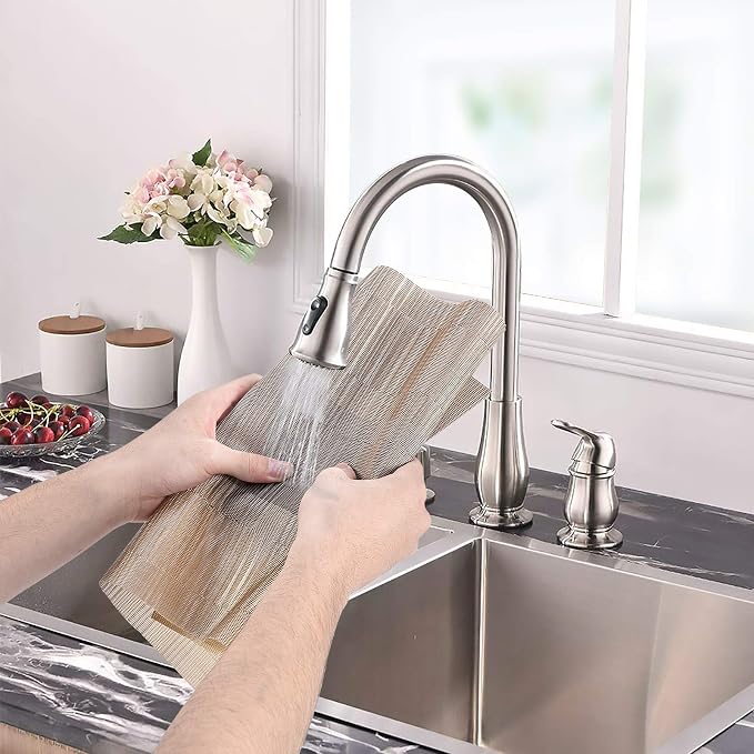 Aofmee Table Runner and Placemats Set of 6 Washable, Heat Resistant Place Mats with Table Runner, Woven Vinyl Table Placemats, Stain Resistant Kitchen Table Mats Sets, Easy to Clean, Gold, Set of 7