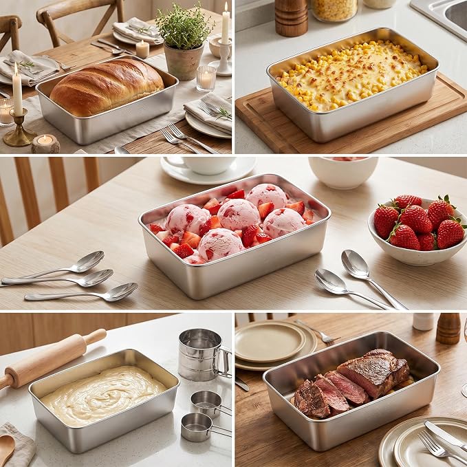 6 Pack Loaf Pan Set, 9x5 Inch Bread Loaf Pans | for Baking Bread Stainless Steel Meatloaf Toast Baking Pans for Homemade Brownies Pound Cake, Oven & Dishwasher Safe