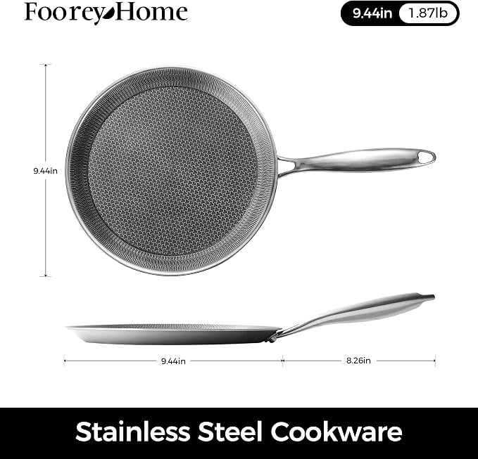 Stainless Steel Crepe Pan Honeycomb Nonstick Griddle Skillet | Premium Hybrid Cookware for Tortillas, Flatbreads and Omelets. Gas, Electric and Induction Stovetops Compatible.
