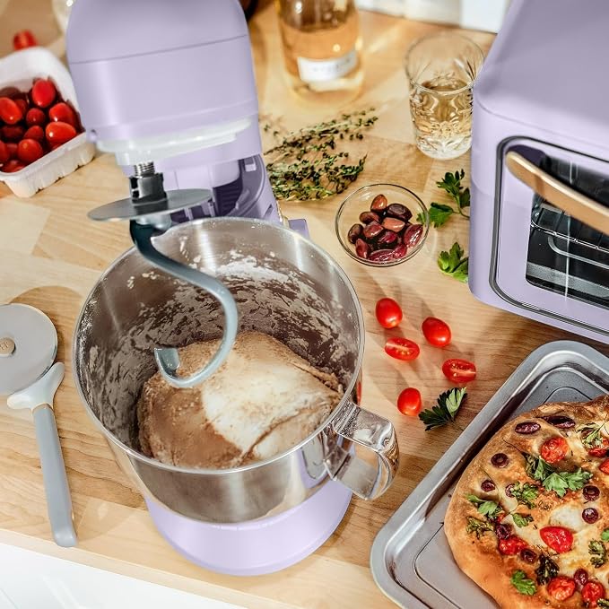 5.3 Qt Stand Mixer, 300W Electric Kitchen Mixer with 12 Speeds, Tilt Head Design, Stainless Steel Bowl, Dough Hook Whisk Beater Splash Guard (Lavender)
