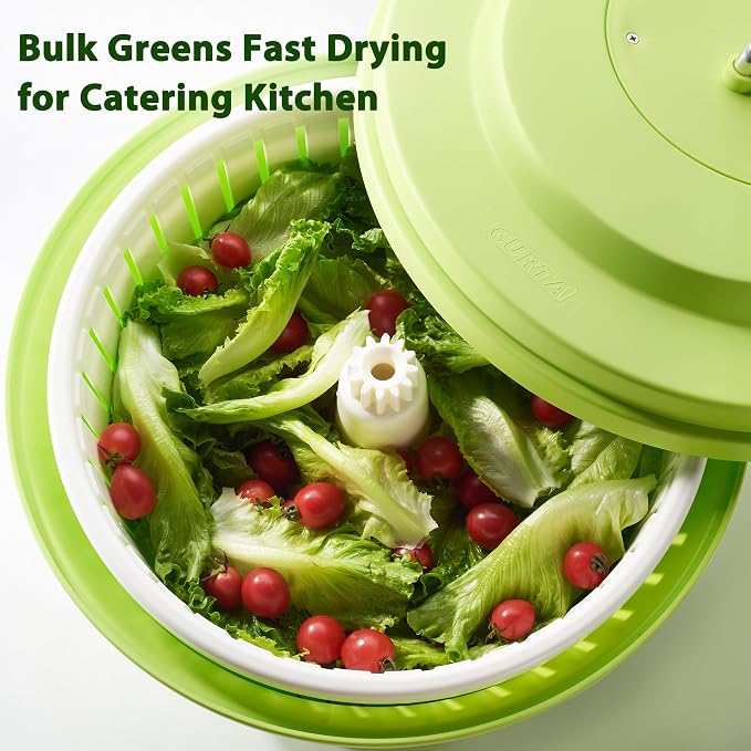 20 Quart (5 Gallon) Commercial Salad Spinner, Heawy Duty Manual Lettuce Dryer with Built-in Drain Hose, Large Vegetable Washer Holds 7 Lettuce Heads for Restaurant Kitchen Prep