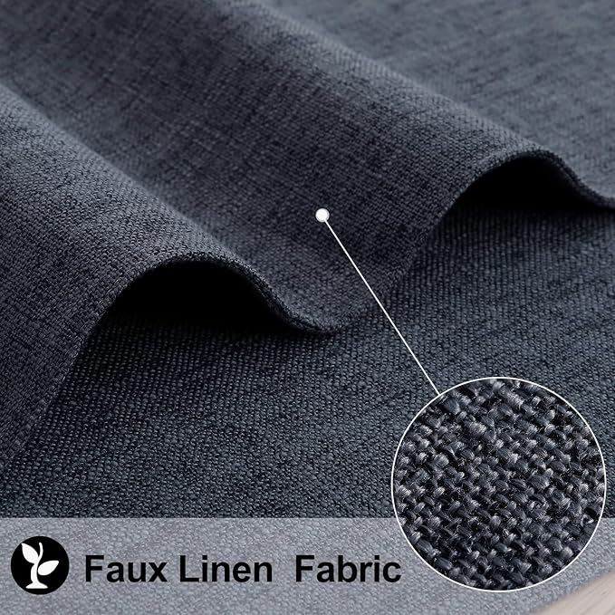 Faux Cotton Linen Placemats Set of 6, Cloth Washable Farmhouse Dining Table Mats for Indoors & Outdoors, Easy to Clean, Charcoal, 13 x 19 Inch