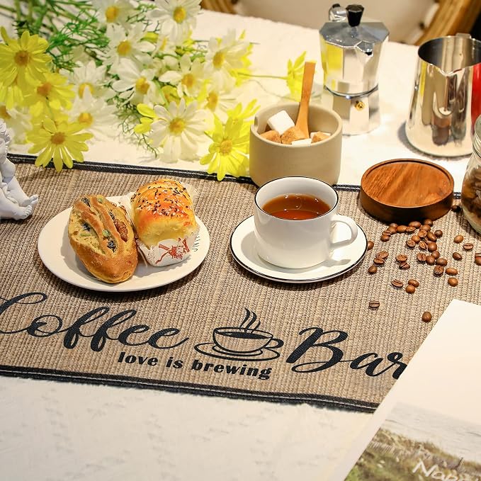 2 Pcs 20 x 14 Inch Coffee Placemats for Countertop,First Coffee