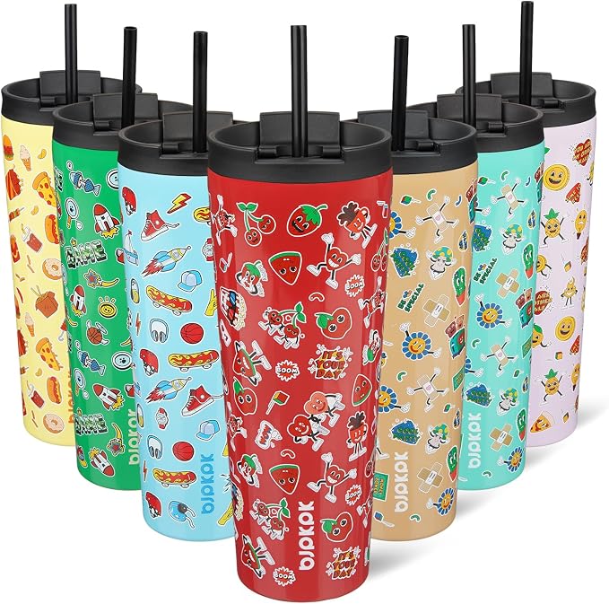 BJPKPK 26 oz Coffee Tumbler with Straw, Insulated Stainless Steel Cup | Double Wall Vacuum, Leak Proof Lid, Keeps Hot/Cold/Iced, BPA Free, Travel & Outdoor, Passionate-Red