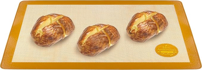 Mrs. Anderson's Baking Non-Stick Silicone Baking Mat - Reusable Oven Liner & Pastry Mat - For Breads, Cookies, Roasting & More - Baker’s Essentials - Heat-Resistant to 480°F - Half-Size Baking Mat