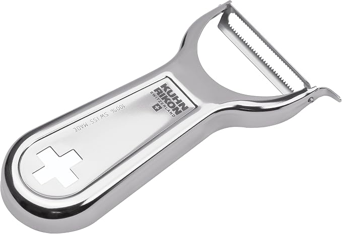 Kuhn Rikon "Swiss Metallic" Piranha Cross Peeler, Silver