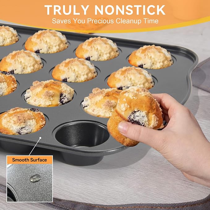 Cupcake Pan Nonstick 2 Pack (Grey, Mini 24 cup)