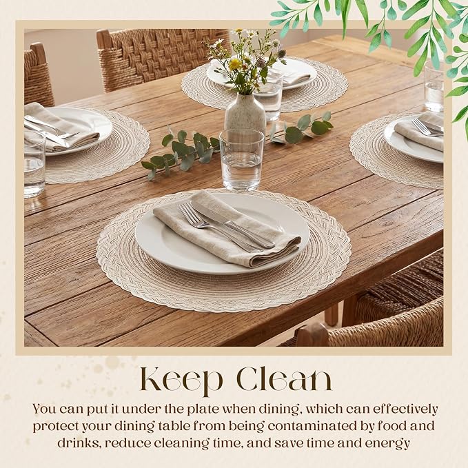 Geosar 100 Pcs,Ivory Disposable Paper Placemat Cotton Woven 13''