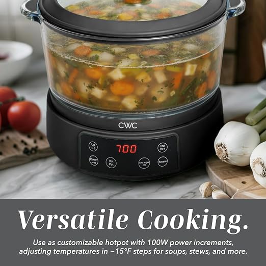COOK WITH COLOR Glass Mini Low Carb Rice Cooker – Holds 2 Cups Raw/Makes 6 Cups Cooked with Auto Lift Filter Basket, Hotpot & Steamer for Rice, Grains, Digital Panel with Keep Warm, Black