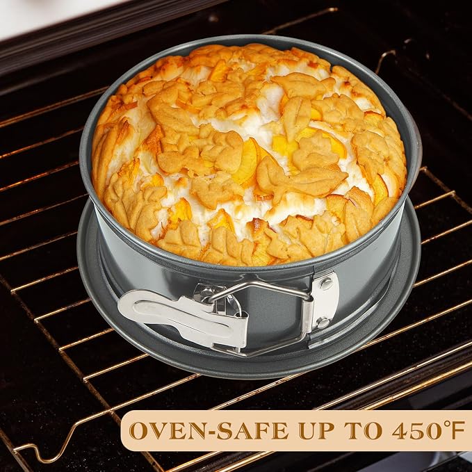 4 Pcs 6 Inch Non-stick Springform Pan with Removable Bottom Carbon Steel Cheesecake Pan Round Cake Pans Spring Form Cake Mold for Baking, Gray