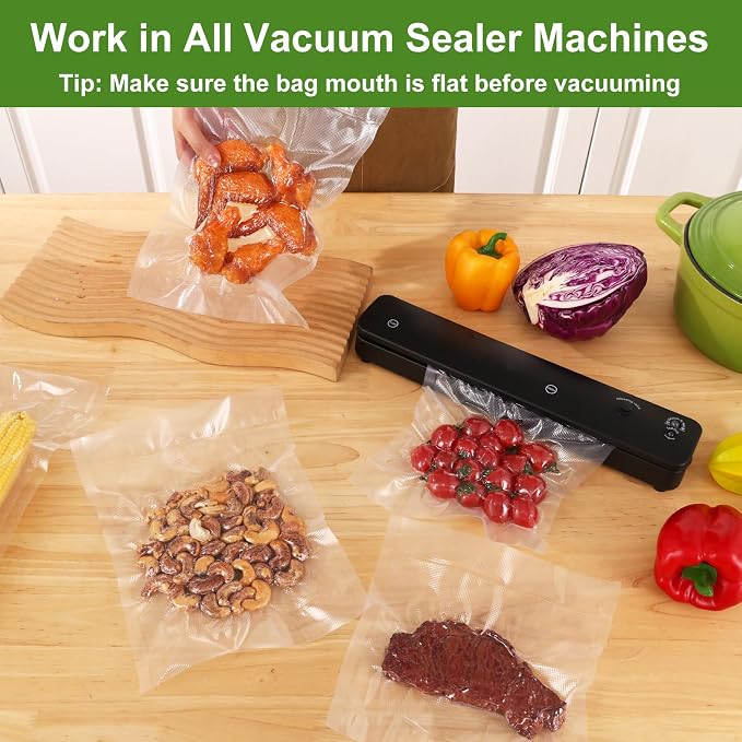 Vacuum Sealer Bags for Food Storage, 6 Rolls 8" x 20', Cut-to-Size Bags | 3Mil Embossed BPA-Free Puncture-Resistant Rolls, Universal Fit for Sous Vide, Meal Prep, Freezer Storage & Food Preservation