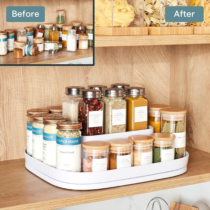 YouCopia MagicTrack Spice Turntable, 2-Tier Rectangle Lazy Susan Organizer