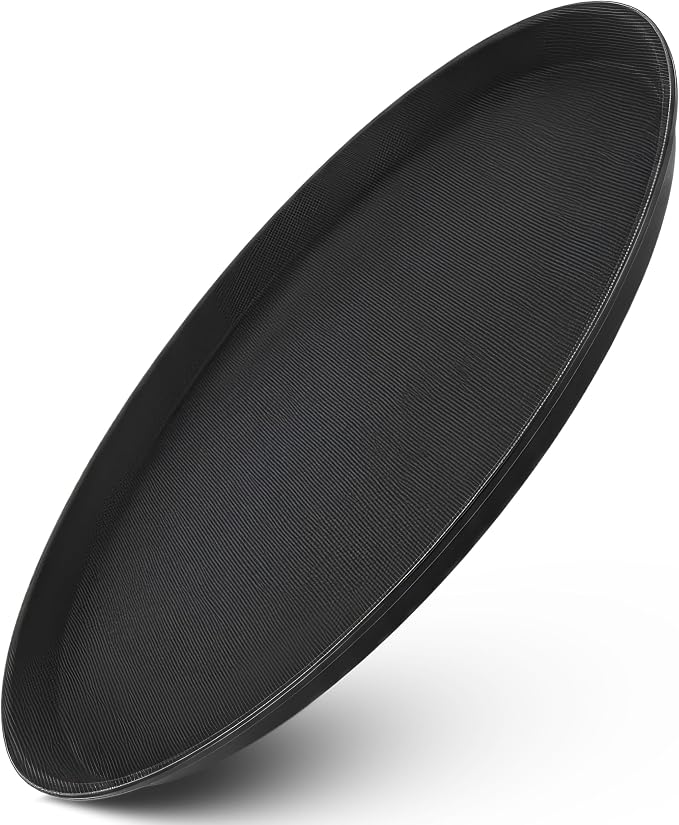 Winco 14" Black Premium Round Fiberglass Glass Tray | Restaurant service, Great for Appetizers, Desserts and Buffet Displays