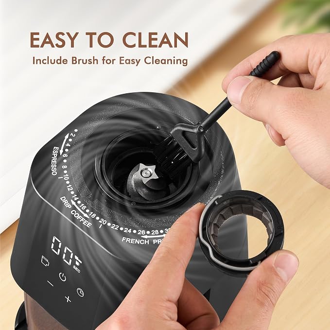 AYCHIRO Electric Burr Coffee Grinder, Conical Burr Grinder with Touch Screen, Coffee Grinder with 30 Grind Settings for Espresso, Drip Coffee & French Press, 2-12 Cups, Black