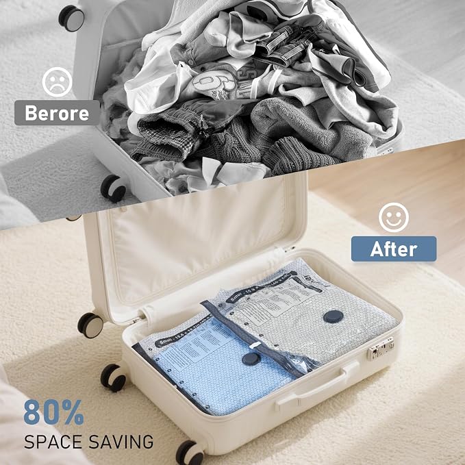 15 Pack Cordless Travel Vacuum Bags Set, Thickened, 3-Zipper Seal Upgrade | Vacuum Storage Bags with Rechargeable Pump, Vacuum Seal Bags for Luggage & Clothing, Compression Packing, 3 Sizes