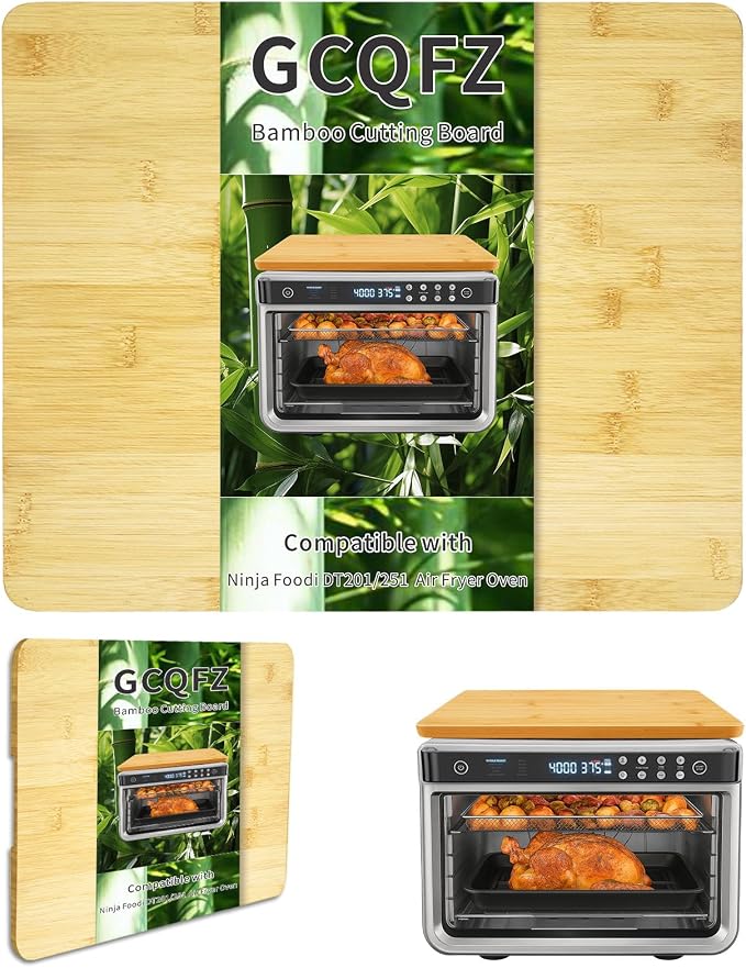 Bamboo Cutting Board Compatible with Ninja DT201/DT251 Foodi and Emeril Lagasse 26QT Air Fryer, 16.3"x13.1" Features Heat-Resistant Non-Skid Feet to Create Storage Space and Protect Countertops