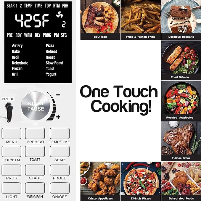 Nuwave Bravo Air Fryer Toaster Smart Oven, 12-in-1 Countertop Convection | 30-QT XL Capacity, 50°-500°F Temperature Controls, Top and Bottom Heater Adjustments 0%-100%, Brushed Stainless Steel Look