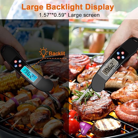 Digital Talking Thermometer for The Blind, Waterproof Instant Read Food Thermometer with Talking Function & Backlight, Meat Thermometer with Probe for Cooking and Grilling, and More