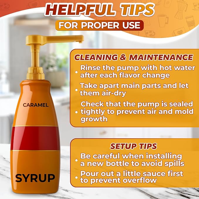 Sauce Pump Dispenser, 0.5oz, Compatible with Torani 64oz (Gold) | Syrup Pump for Coffee Bottle; Compatible with DaVinci (64oz), & Ghirardelli (87-90oz) Bottles; Adjustable Tube, Lockable