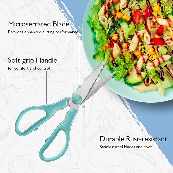 Light Green Kitchen Shears, Rkqoa Kitchen Scissors Heavy Duty Cooking Scissors, Dishwasher Safe Scissors Kitchen House Essentials Supplies, Stainless Steel Sharp Utility Shears for Meat, Chicken