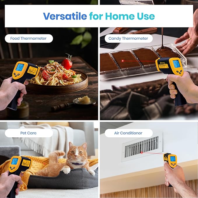 Etekcity Infrared Thermometer Laser Temperature Gun 774 | Cooking, Pizza Oven, Griddle, BBQ, Meat, HVAC, Engine, Adjustable Emissivity, MAX Display, Surface Measurement