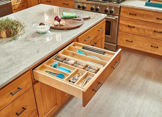 Rev-A-Shelf Maple Two-Tier Combination Replacement Drawer System w/BLUM Soft-Close for Face Frame Base Kitchen Cabinets, Kitchen Drawer Organizer, Min Opening Width of 27", 4WTCD-30HSC-1