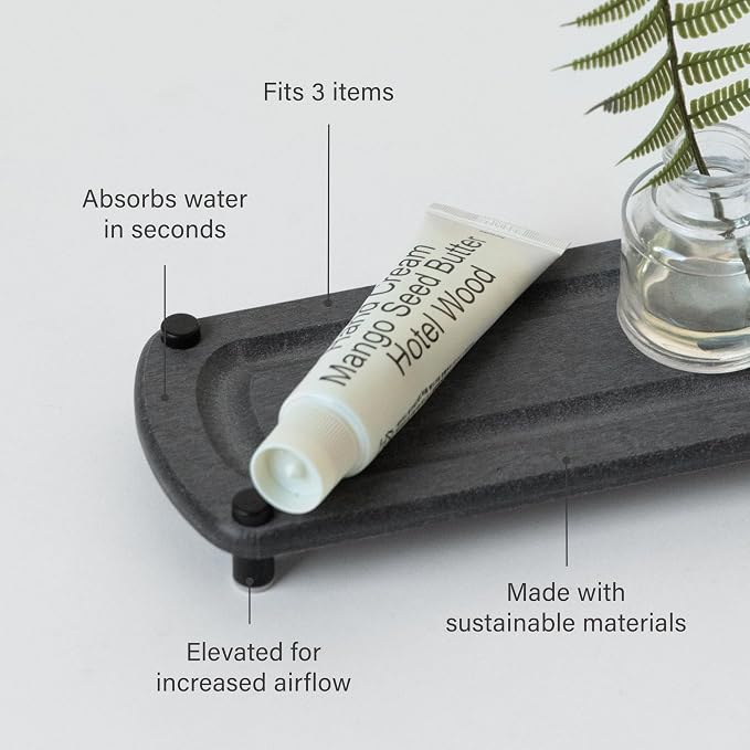 Dorai Home Stone Kitchen Sink Caddy - Diatomaceous Earth Sink Tray with Stainless Steel Feet, Water-Absorbing Countertop Organizer for Kitchen or Bathroom - Slate