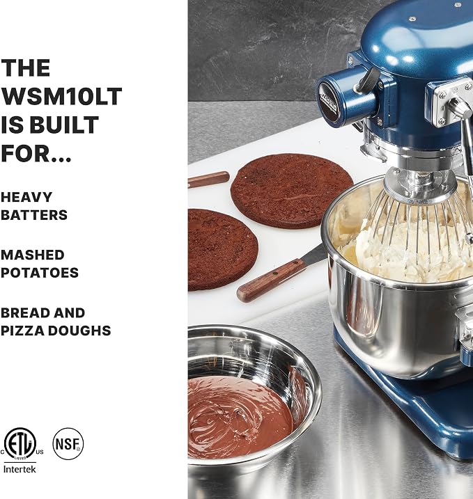 Waring Luna Planetary Stand Mixer with 10-Quart Capacity | 10-Quart Capacity, 3/4 Horsepower Motor with Digital Timer, for Professional Bakeries & Commercial Kitchens
