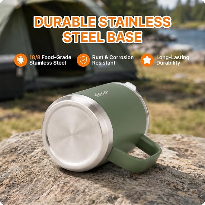 VINUR Stainless Steel Pour Over Coffee Maker-12 oz Insulated Coffee Maker | Stainless Steel Double Wall Vacuum Insulated Coffee Maker With Stainless Steel Filter for Home, Camping, Office (Grass Green)