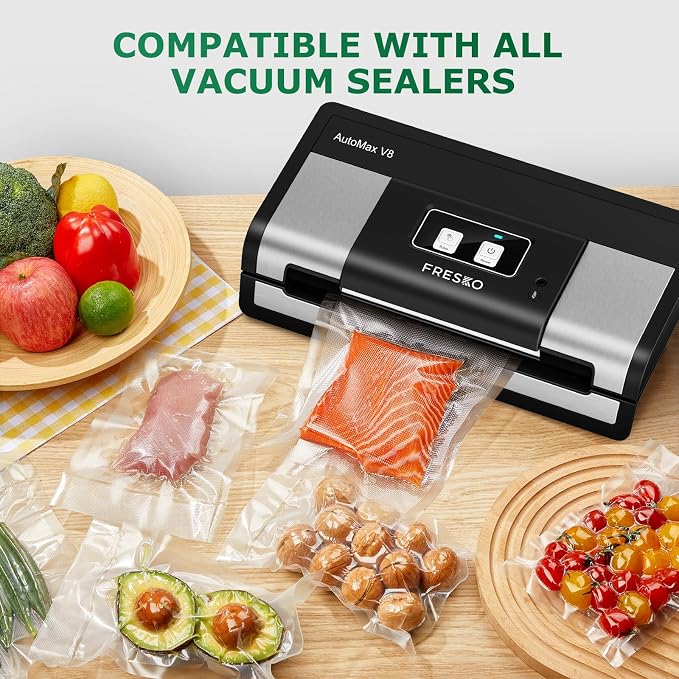 FRESKO Vacuum Sealer Bags Pint Size 100 Pack 6"x10", Seal a Meal Vac | Sous Vide Vacuum Safe, BPA Free, Heavy Duty Commercial Grade, Precut Storage Bag Universal Design, Seal a Meal Vac Sealers