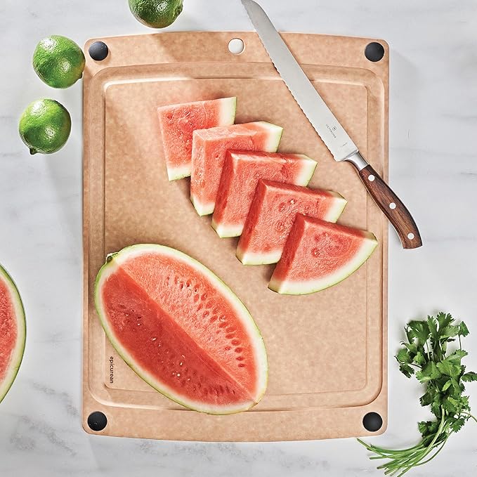 Epicurean All-In-One Cutting Board with Non-Slip Feet and Juice Groove - Non-toxic, Dishwasher Safe,Made in the USA, 19.5" x 14.5", Natural