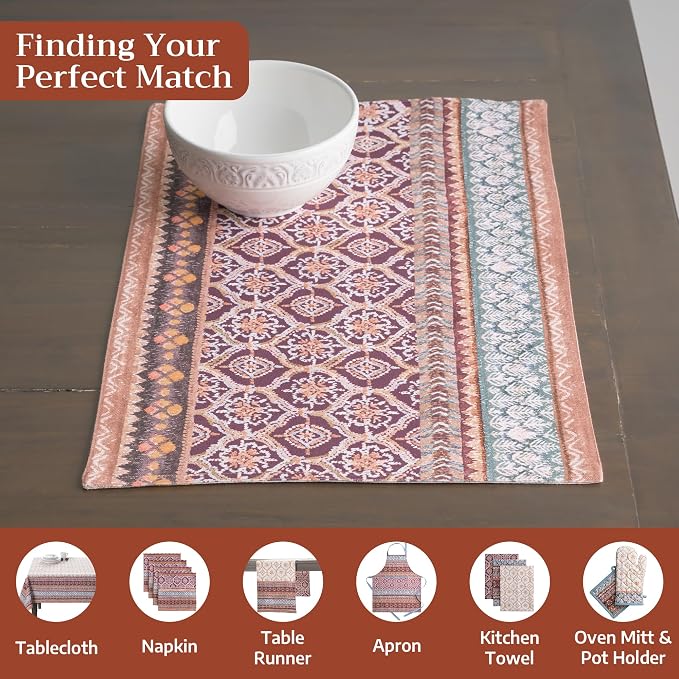 Maison d' Hermine Placemats Set of 4 Reusable 100% Cotton (13"x19") | Cloth Place Mats Washable Table Mats for Kitchen Dining Party Wedding Hotel Home Thanksgiving Christmas - Fair Isle