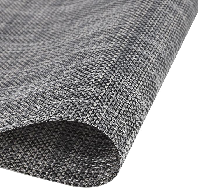 SHACOS Woven Vinyl Table Runners 12 x 54 inch Wipeable PVC Weave Table Runner Heat Resistant Runner for Dining Table Indoor Outdoor, Dark Gray