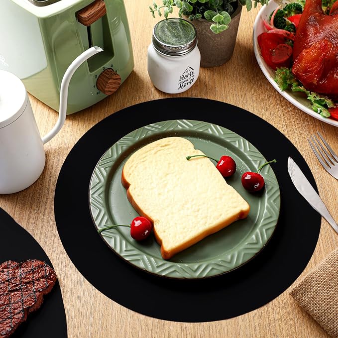 Yeaqee 120 Pcs Disposable Paper Placemats 12 Inch Round Paper Place Mats Blank Table Mats for Restaurant Catering Dining Weddings Birthday Table Holiday Parties Supplies(Black)