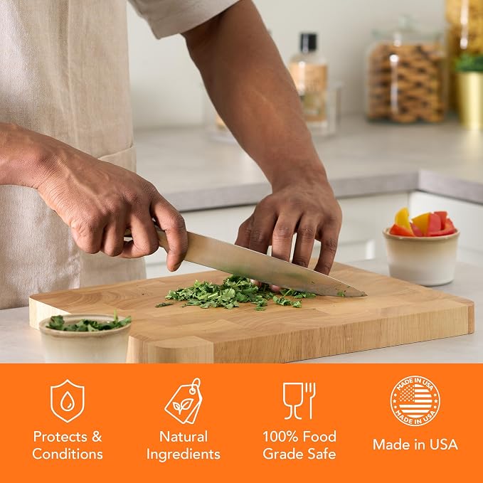 CLARK'S Cutting Board Oil 12 Oz, Food Grade Mineral Oil - Lemongrass Scent | Mineral Oil for Wood Cutting Board Added Lemongrass Essential Oils - Butcher Block Conditioner - Restores and Protects Wood