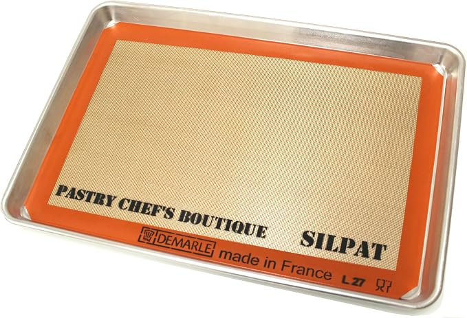 Sasa Demarle Silpat Premium Non-Stick Silicone Baking Mat, Big Sheet Pan Size (2/3) for a 15''x 21'' Sheet Pan - 13.58''x 19.5'' - ONE MAT ONLY - by Pastry Chef's Boutique