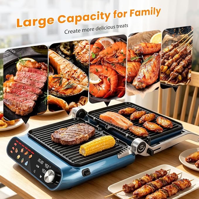 Taylor Swoden 7-in-1 Panini Press Sandwich Maker, Electric Indoor Grill | 1500W, LED Touch Panel, Removable Non-Stick Plates & Drip Tray, Independent Temperature Control, 7 Modes, Opens 180 Degrees