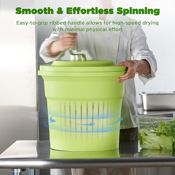 20 Quart (5 Gallon) Commercial Salad Spinner, Heawy Duty Manual Lettuce Dryer with Built-in Drain Hose, Large Vegetable Washer Holds 7 Lettuce Heads for Restaurant Kitchen Prep