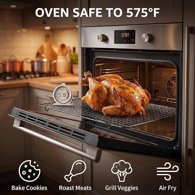 Cooling Racks for Cooking 2-Pack, 10" x 16" No Warp Heavy Duty Metal Wire Rack - Fits Half Sheet & Jelly Roll Pan, Oven & Dishwasher Safe 575°F, Rust Resistant, for Baking, Roasting & Grilling