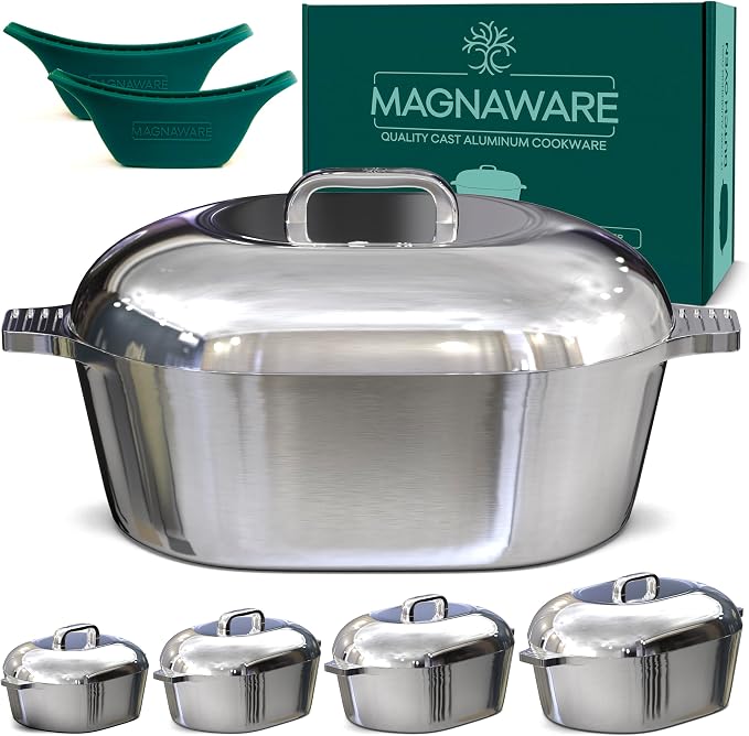 Ultimate Oval Collection – 4-Piece Cast Aluminum Oval Dutch Oven Set Includes 11", 13", 15" & 18" Ovals