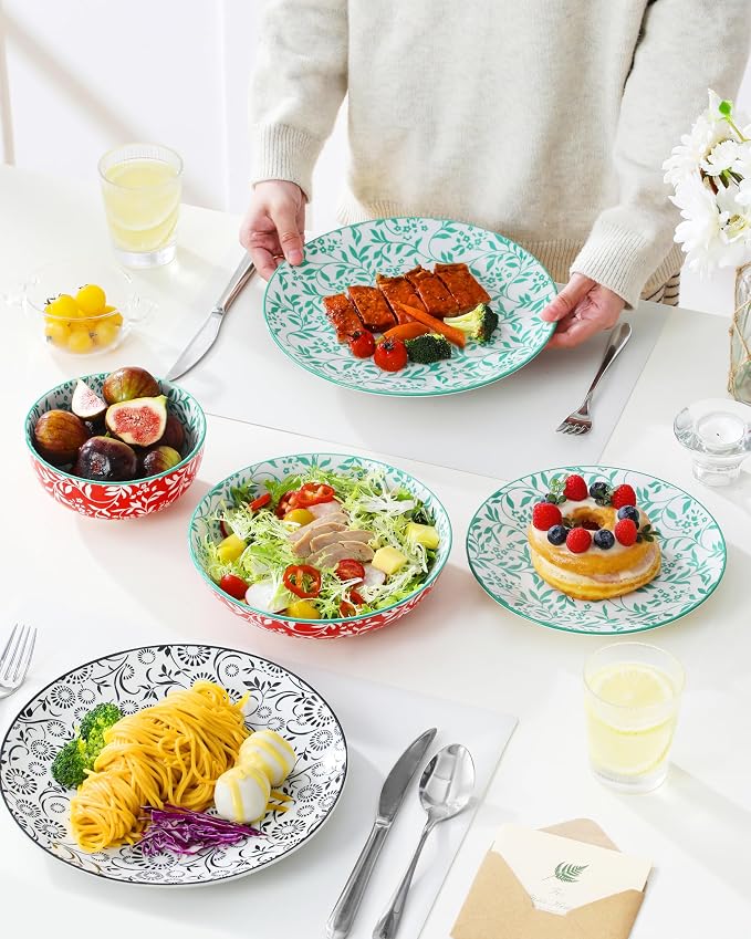vancasso SELENE Plates and Bowls Set for 6, 24 Pieces Dinnerware Sets, Mircowave and Dishwasher Safe Dishes Set, Porcelain Muted Dinnerware