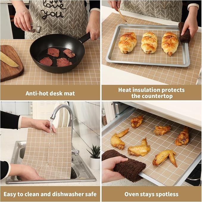 Silicone Baking Mat Roll 16IN*5FT Free Cutting, Non-Slip Pastry Mat, Non-Stick Reusable Air Fryer Liner, Oven Liners, Freeze Dryer Mat, Easily Cut to Size Fit All Ovens Pans Tins Dishes